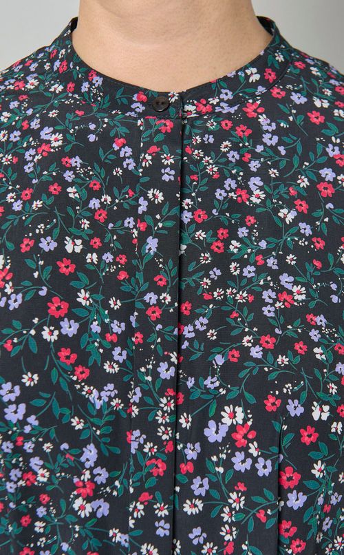 ベルト付フラワープリントワンピース