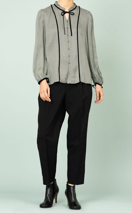 千鳥格子リボンブラウス