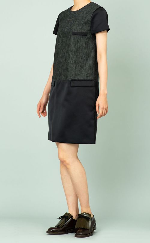 コンビネーションデニムワンピース