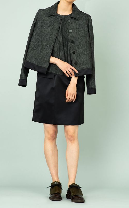 コンビネーションデニムワンピース