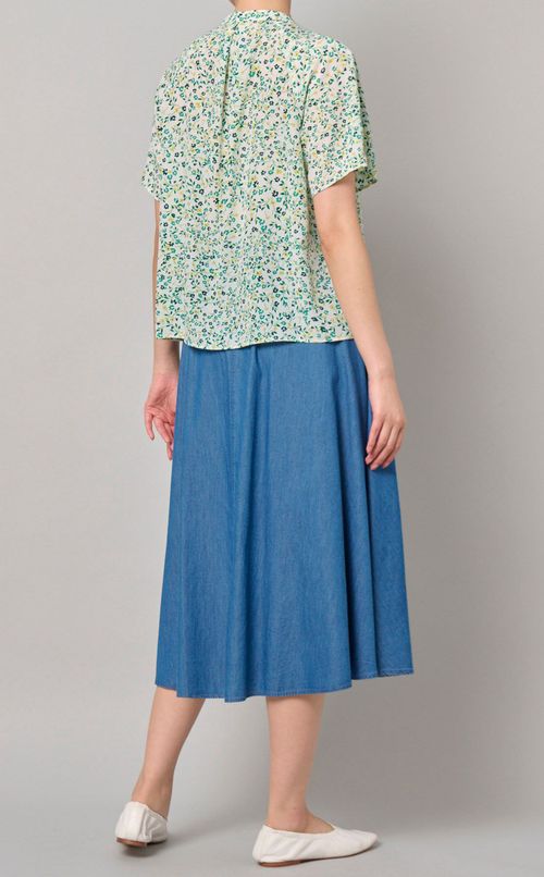 フラワープリントギャザーブラウス