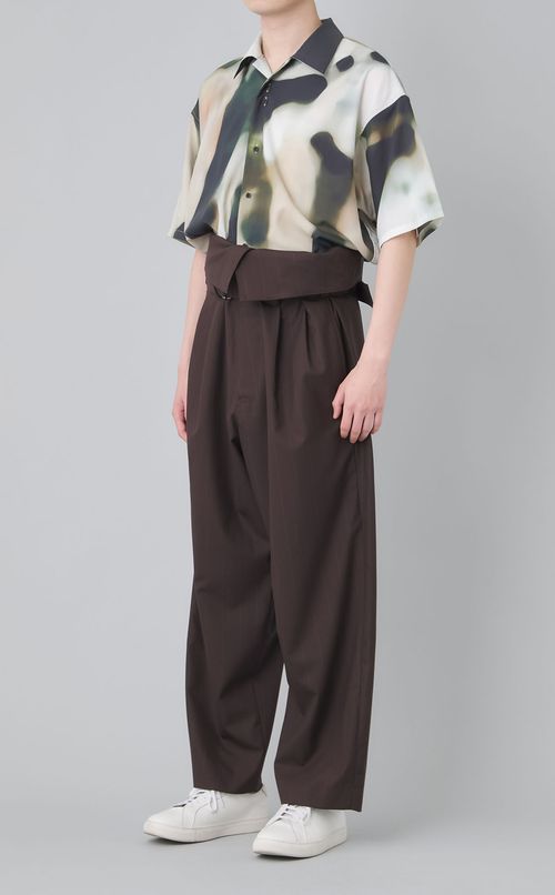 フォールドオーバーベルトワイドパンツ