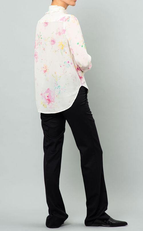 フラワープリントボウタイブラウス