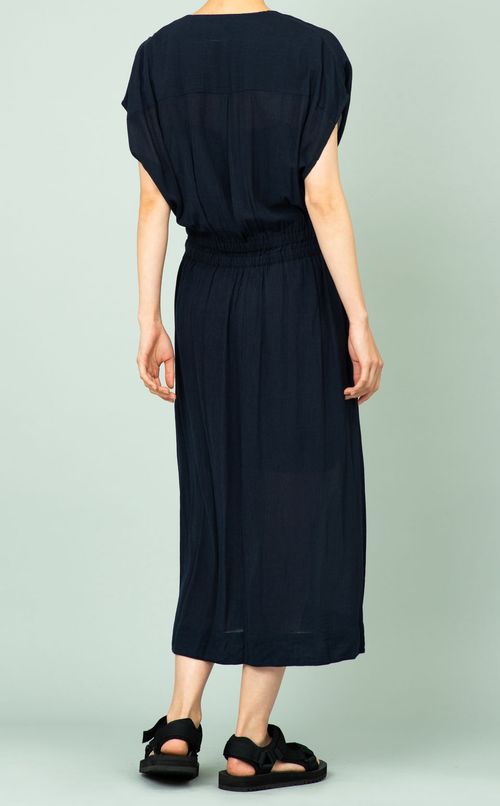 Vネックミディ丈ワンピース