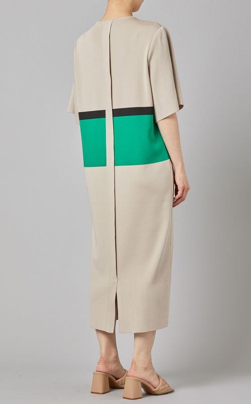 カラーブロックニットワンピース