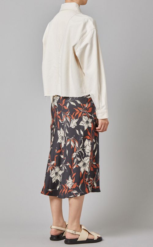 クロップドホワイトデニムオーバーシャツ