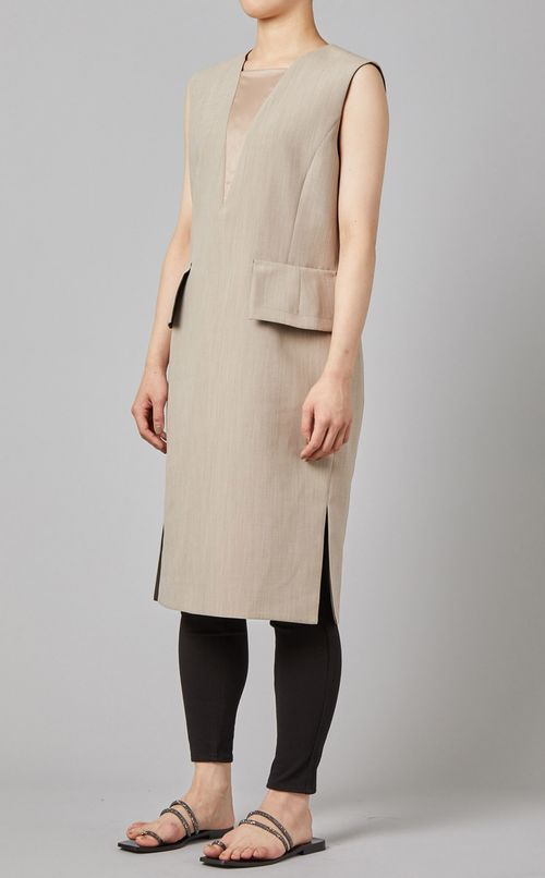 麻調ボンディングシアーワンピース