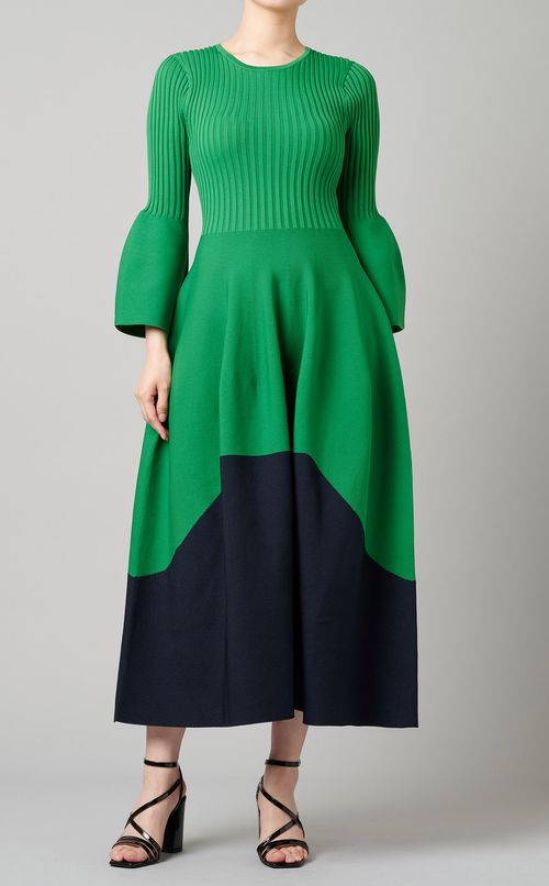 バイカラーニットワンピース