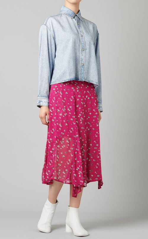 デニムプリントクロップドシャツ