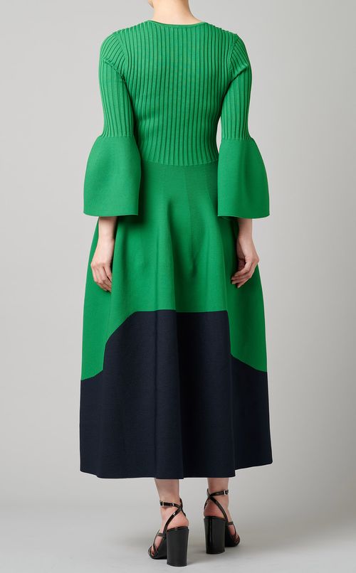 バイカラーニットワンピース