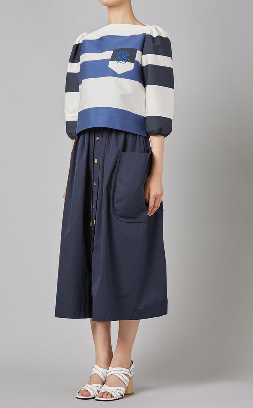 パフスリーブボーダーブラウス