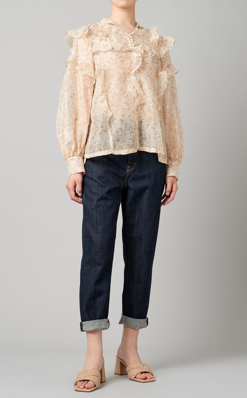 フラワープリントフリルブラウス