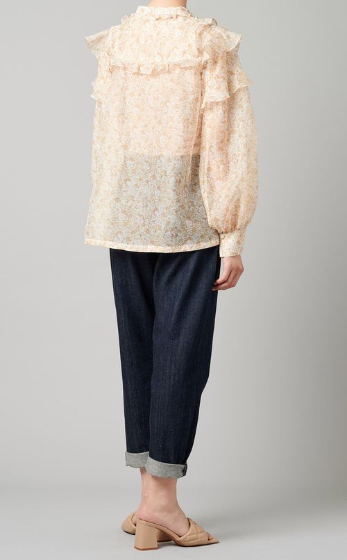 フラワープリントフリルブラウス