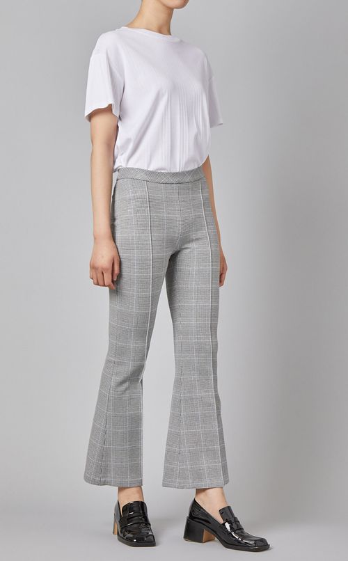 チェック柄フレアパンツ
