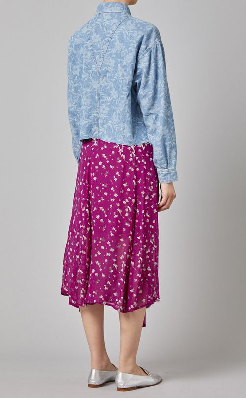 クロップドデニムプリントオーバーシャツ