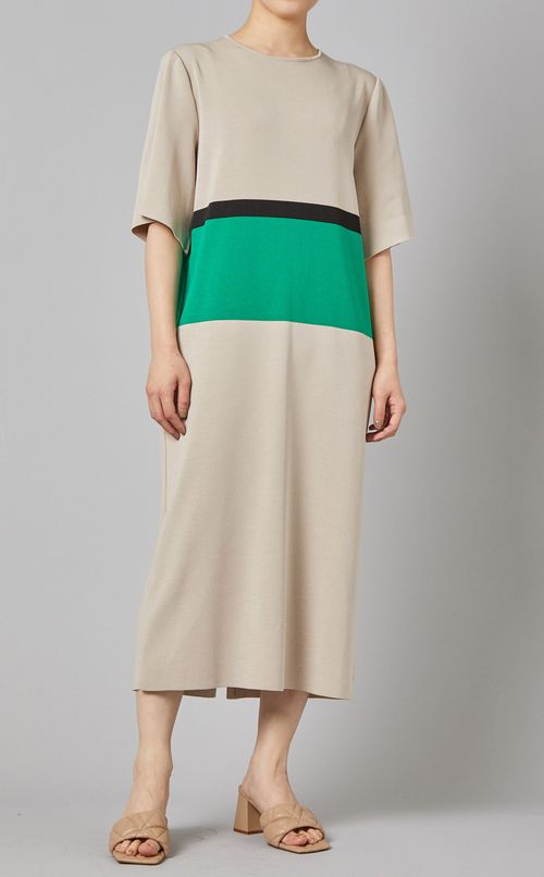 カラーブロックニットワンピース