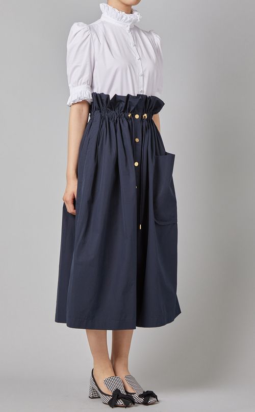 コットンハイウエストスカート