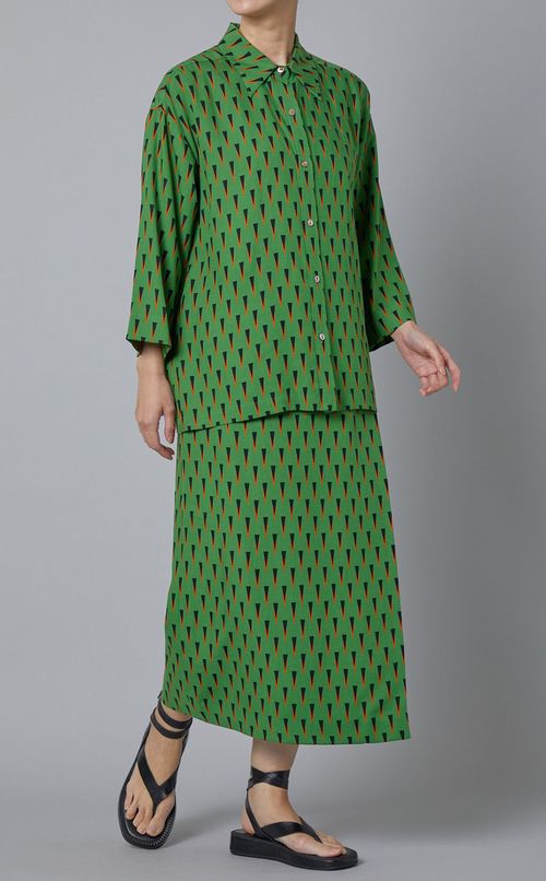 バティック柄七分袖シャツ