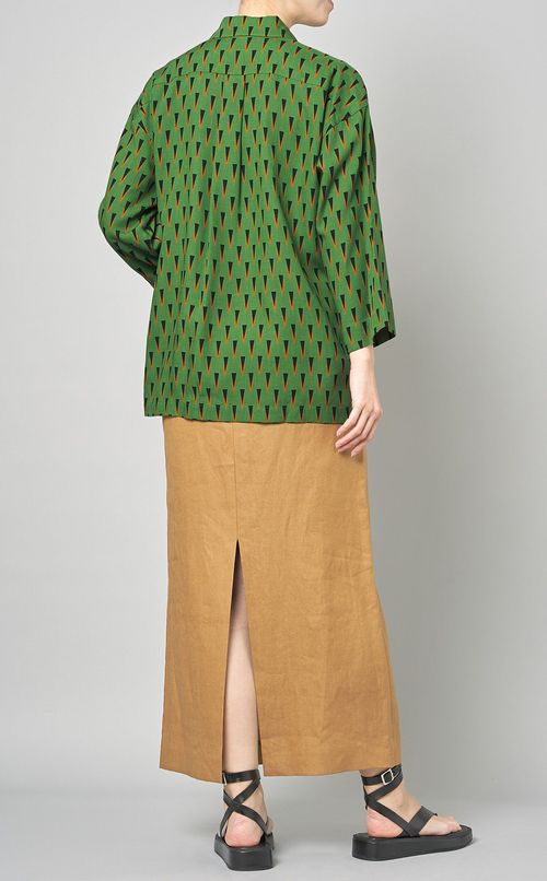 バティック柄七分袖シャツ