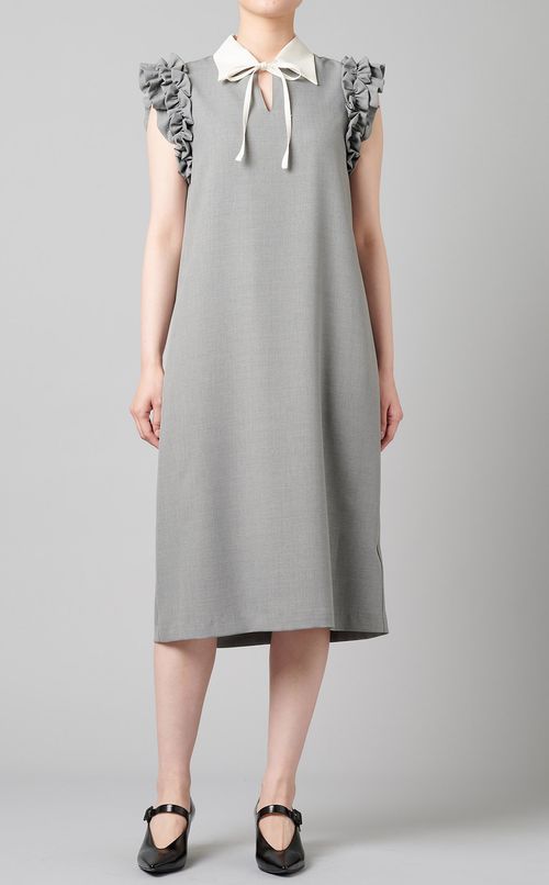 フリルスリーブリボンワンピース