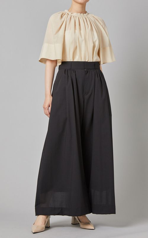 サマーウールタックワイドパンツ