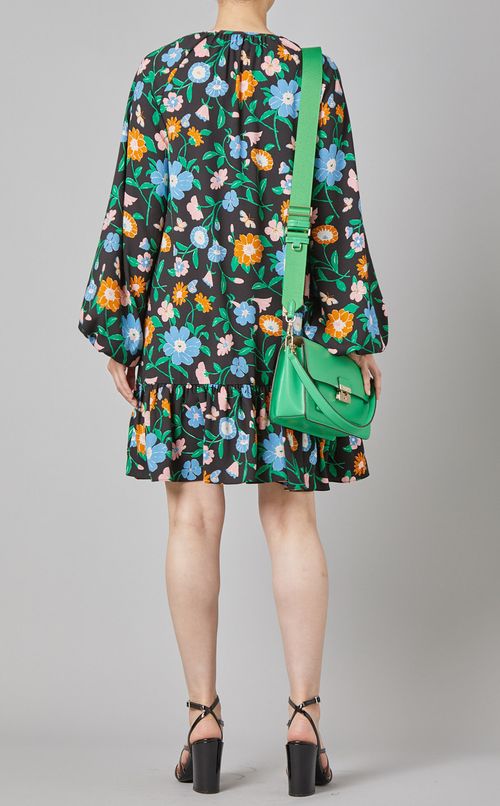 フラワープリントペプラムワンピース