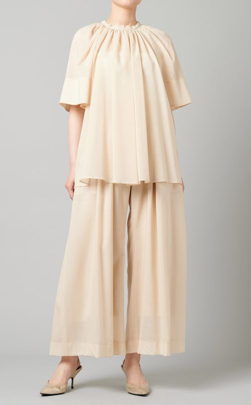 サマーウールタックワイドパンツ