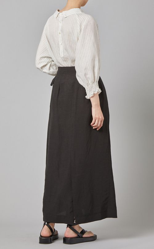 リネン混ロングラップスカート