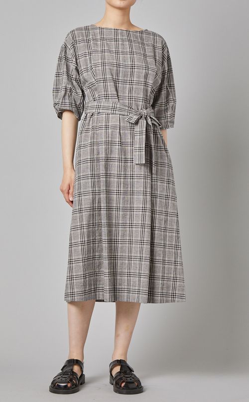 ベルト付チェックワンピース