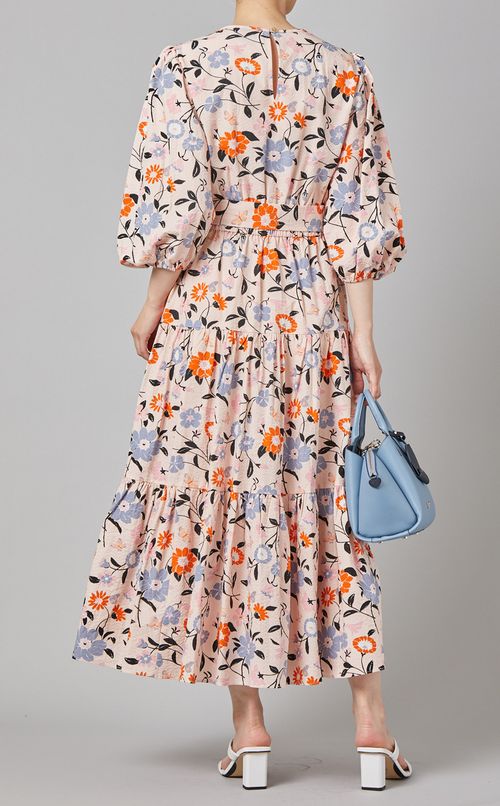 ベルト付フラワープリントワンピース