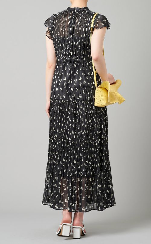 シフォンプリーツプリントワンピース