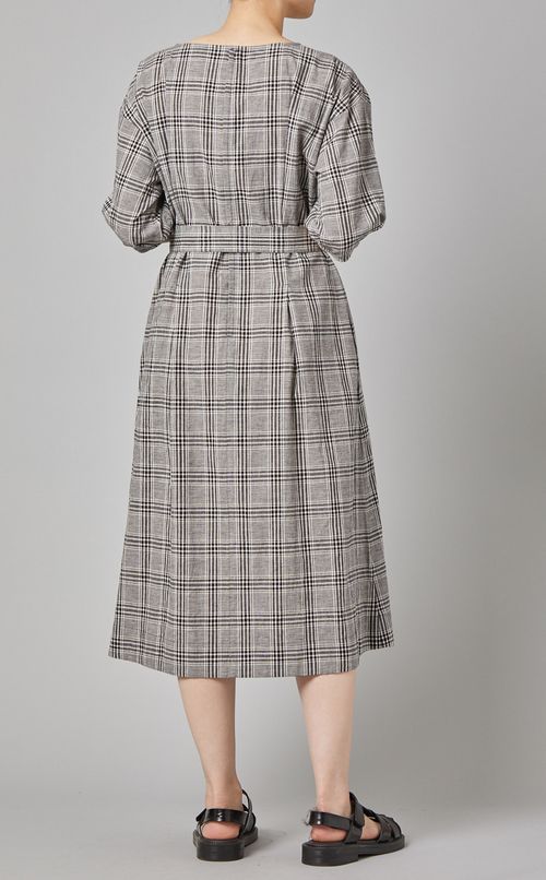 ベルト付チェックワンピース