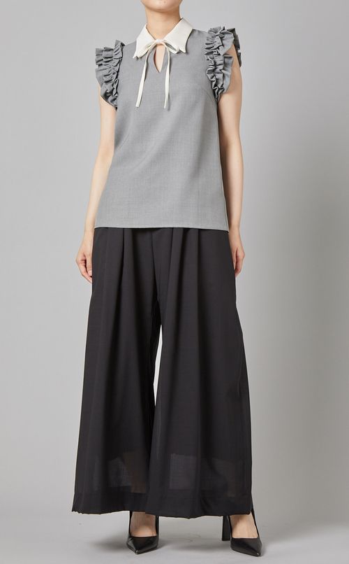 フリルスリーブリボンブラウス