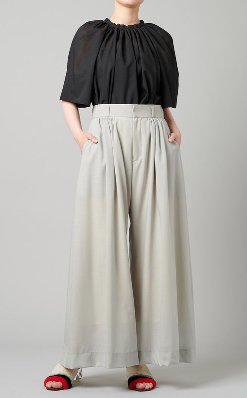 サマーウールタックワイドパンツ