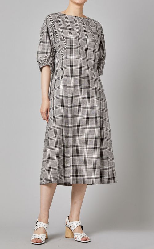 ベルト付チェックワンピース