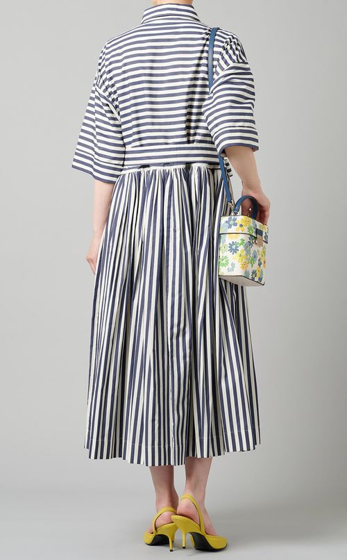 リボン付ストライプシャツワンピース