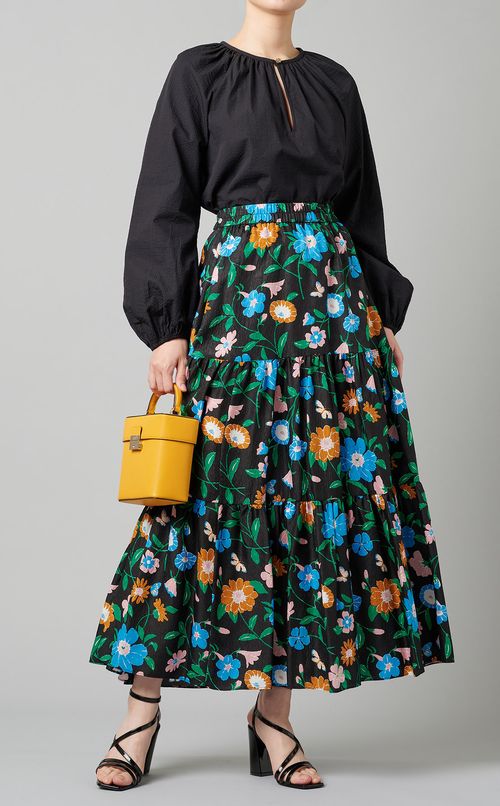 フラワープリントティアードスカート