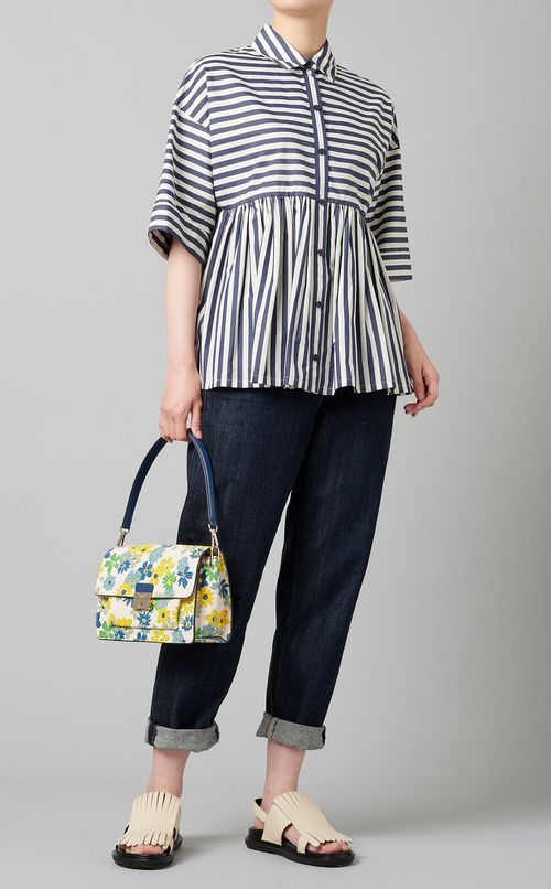 フラワー柄フラップショルダーバッグ