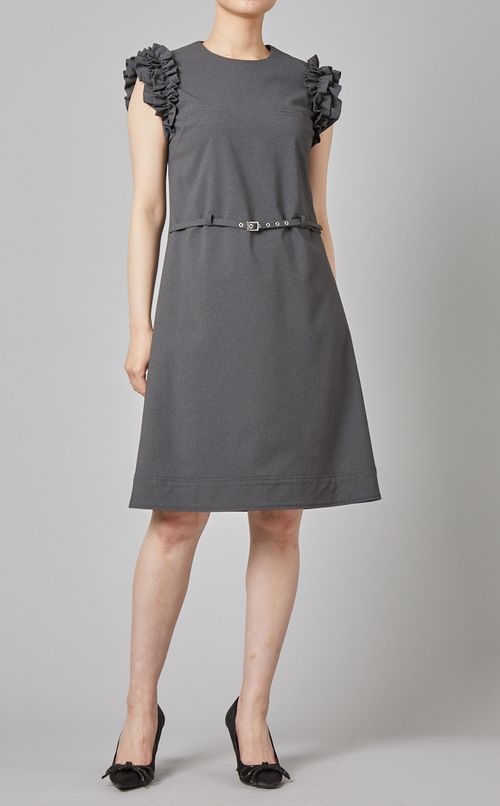 ベルト付フリルスリーブワンピース