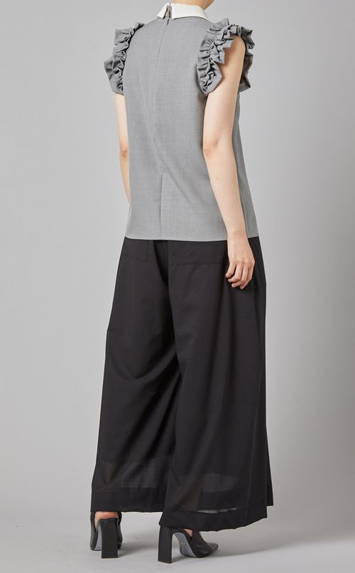 フリルスリーブリボンブラウス