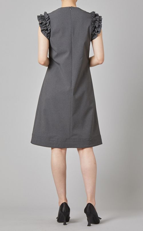 ベルト付フリルスリーブワンピース