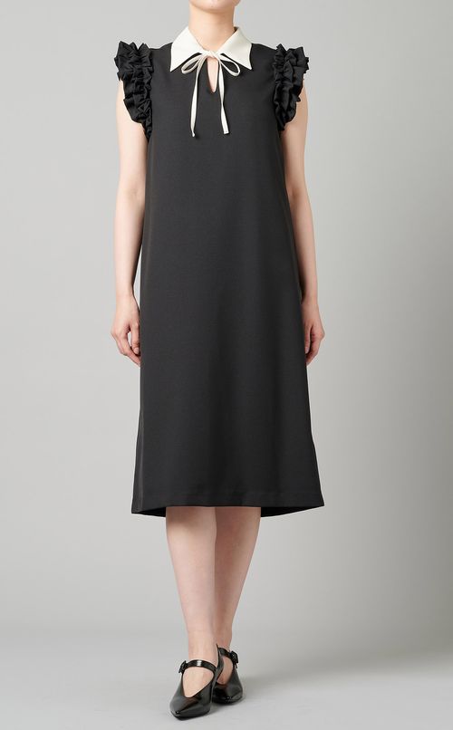 フリルスリーブリボンワンピース