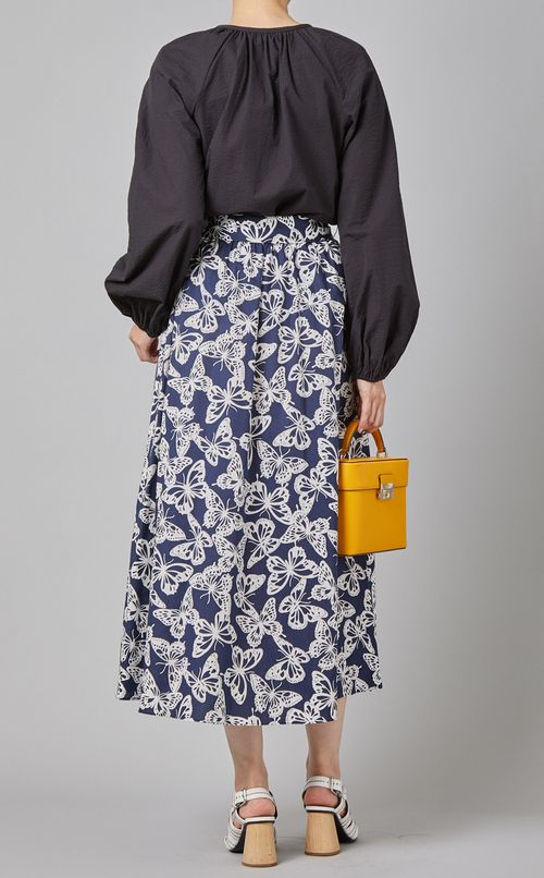 バタフライプリントフレアスカート