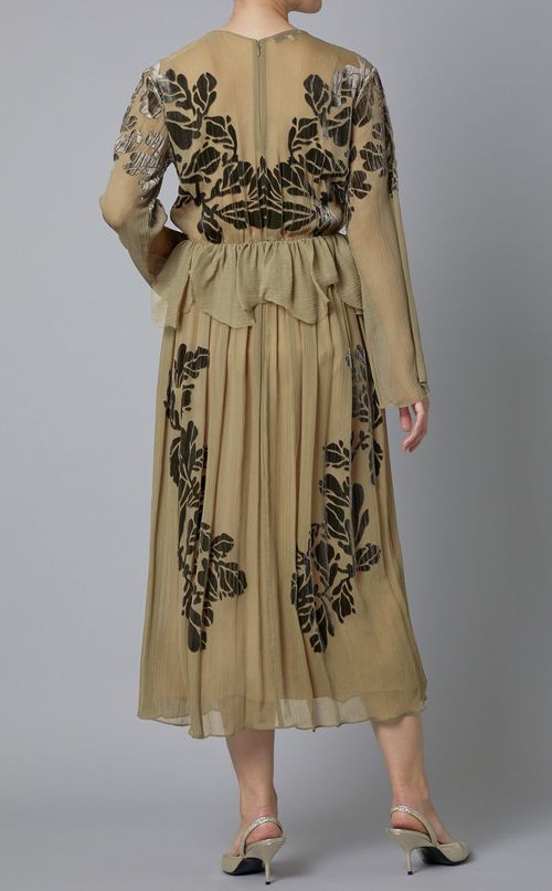 フロッキーギャザーロングワンピース