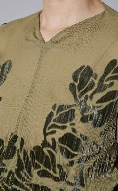 フロッキーギャザーロングワンピース