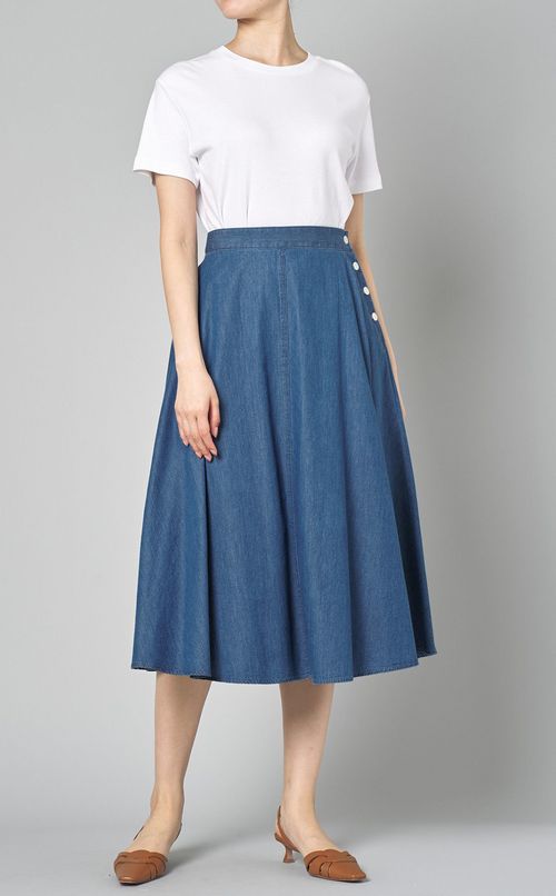 ライトデニムフレアスカート