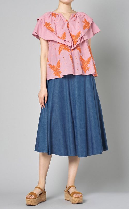 ライトデニムフレアスカート