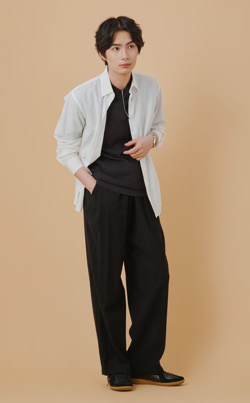 ストライプ1タックパンツ