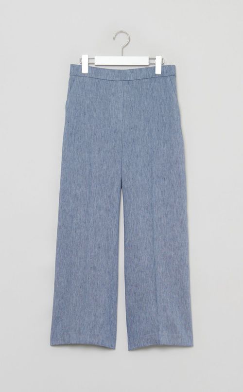 リネンブレンドデニムワイドパンツ