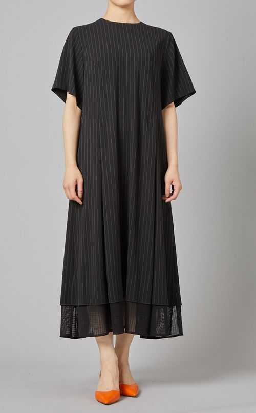 ストライプメッシュヘムワンピース